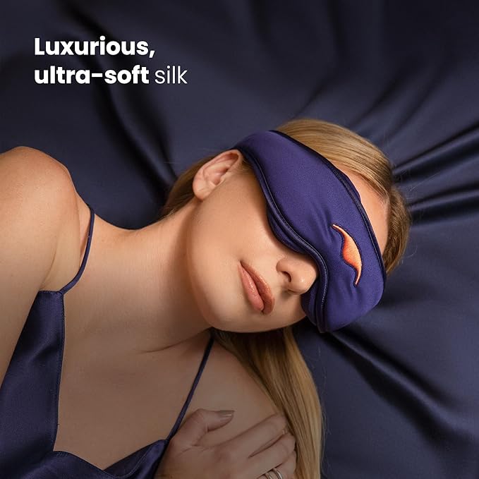 Manta Silk Sleep Mask – Premium 22 Momme Silk Eye Mask, Designed for Blackout Comfort, Breathable and Washable, Adjustable Fit (Purple) - Bloomnest