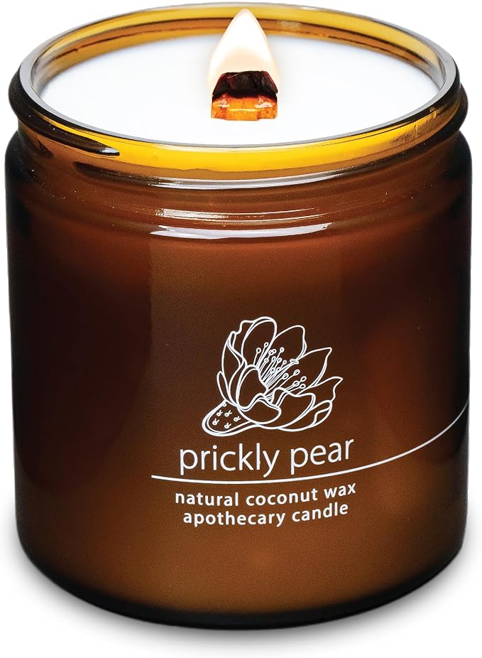 Hemlock Park Crackling Wood Wick Candle Handcrafted with Natural Coconut Wax (Large 16 oz, Desert Prickly Pear) - Bloomnest