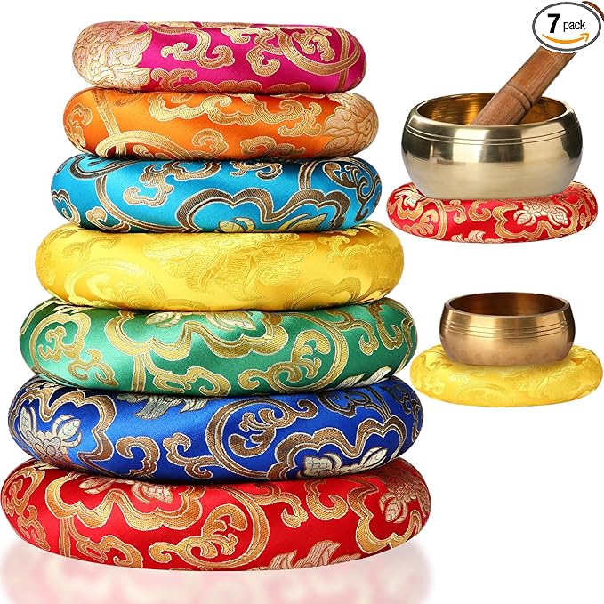 Barydat 7 Pieces Silk Singing Bowl Cushion Set O Ring Cushion Pillow Pad for 6-12 Inch Tibetan Crystal Sound Bowl,7 Sizes - Bloomnest