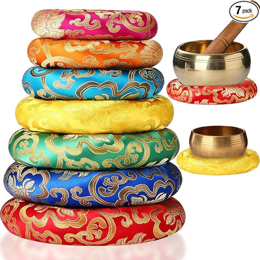 Barydat 7 Pieces Silk Singing Bowl Cushion Set O Ring Cushion Pillow Pad for 6-12 Inch Tibetan Crystal Sound Bowl,7 Sizes - Bloomnest