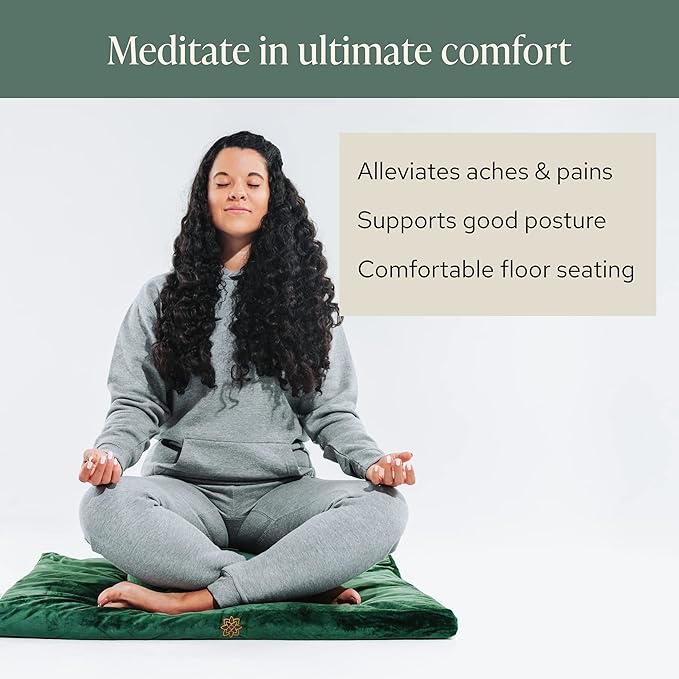 Mindful & Modern Zabuton Meditation Mat - Cotton Filled Yoga and Meditation Pad - Zabuton Meditation Cushion for Kneeling and Sitting Support - Large Rectangular Sitting Floor Pillow for Bench or Zafu - Bloomnest