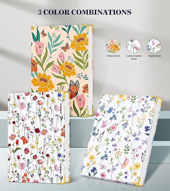 Lined Journal Notebook for Women, A5 Hardcover Leather Journaling Notebooks for Writing, 200 Pages Travel Journal, College Ruled Notebook for Work School, Note Taking 5.75'' X 8.38'' Garden Floral - Bloomnest