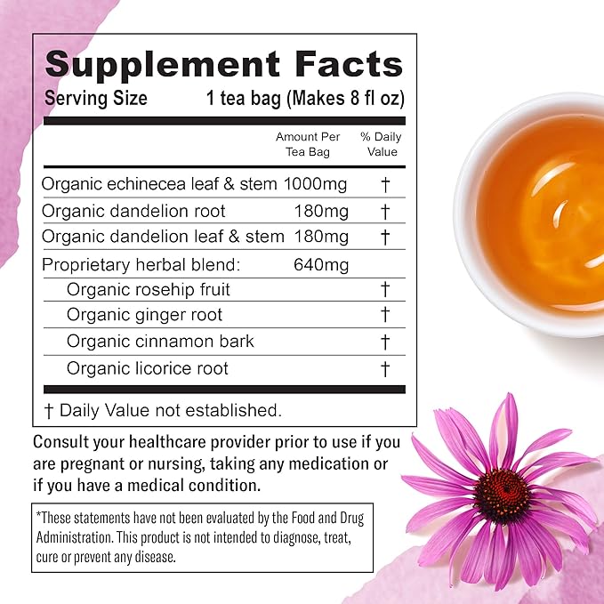 Numi Organic Immune Boost Herbal Tea – 48 Herbal Tea Bags – Caffeine Free Wellness Blend with Elderberry Elderflower Ginger & Lemongrass for Immune Support & Soothing Flavor - Bloomnest