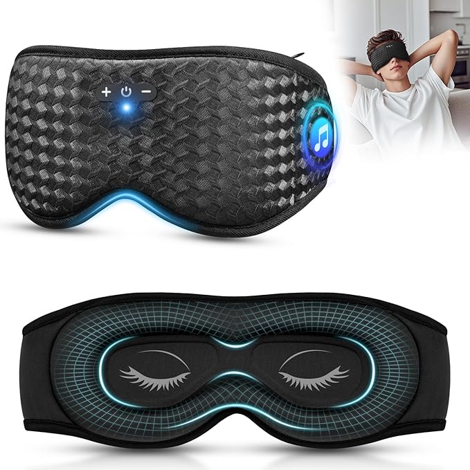 Sleeping Eye Mask with Headphones, Wireless Bluetooth 5.4 Sleep Mask for Men Women, Sleeping Headphones for Side Sleepers, Cool Gadgets Gifts - Bloomnest
