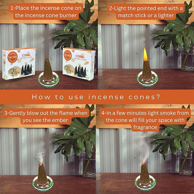 TRUMIRI Copal Incense Cones - Total 20 Cone Incense - Dual Pack of 10 Insence Cones - Incense Cones Scented - Cone Incense Scents - Insense Cones - Incent Cone TRUMIRI