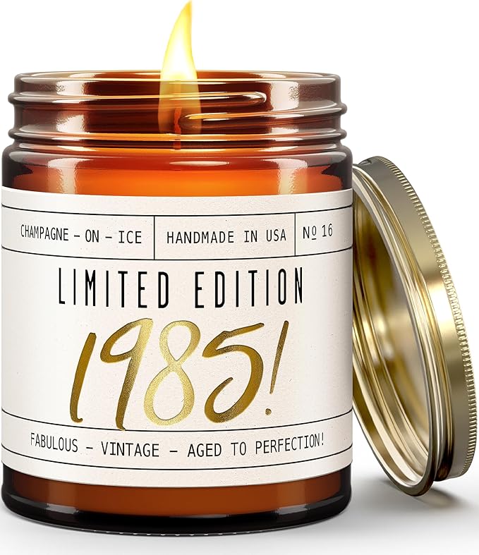40th Birthday Gifts for Women Unique - 'Limited Edition 1985' Soy, w/Champagne on Ice I 40 Year Old Birthday Gifts for Women I 9oz Reusable Jar, 50Hr Burn, Made in USA - Bloomnest