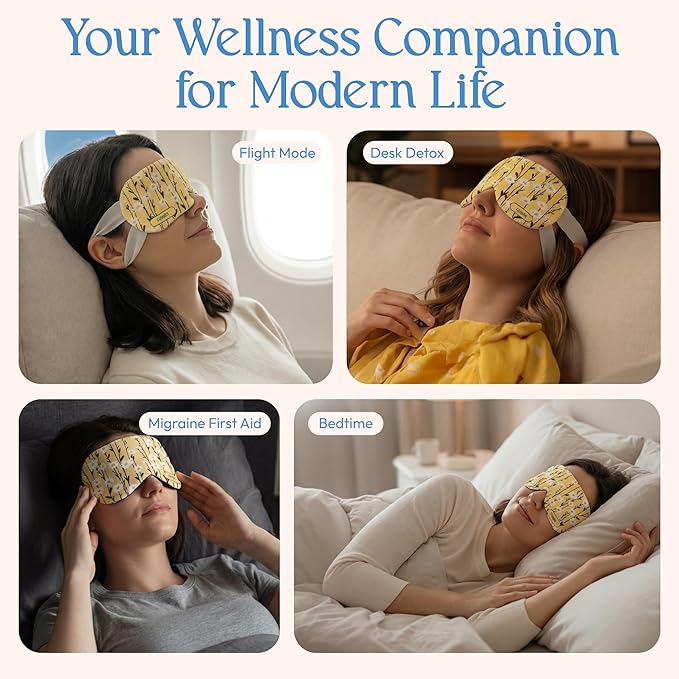 Fomin Self Heating Eye Mask - 20 Pack - Chamomile Heated Eye Mask Warm Compress for Eyes, Disposable Self Heating Steam Mask for Home, Sleep, Spa, Travel Essentials & Relaxation Gifts for Women