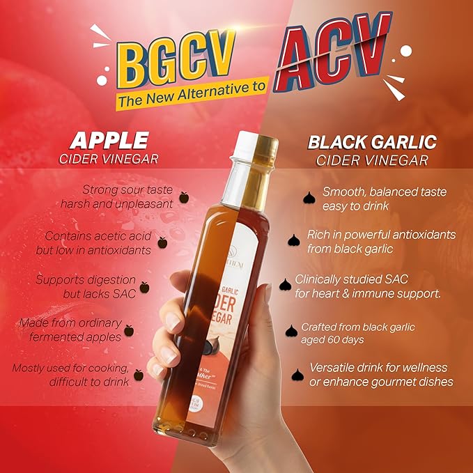 Homtiem Black Garlic Cider Vinegar – Naturally Fermented Made with Black Garlic and Cider Vinegar, Gluten Free, Rich in Health Benefits, Ideal for Salad Dressings, Sauces, Drinks, and Healthy Recipes (350ml, Pack of 2) - Bloomnest