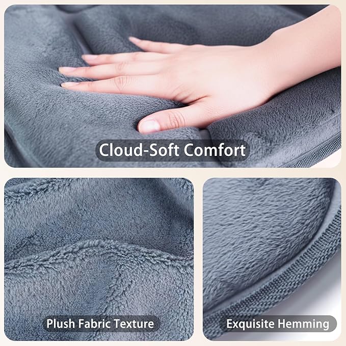 Back Massager with Heat, Full Body Massage Pad with Pillow Neck Support, Soft Plush Fabric Cover, Chair Massager with 3D Lumbar Truction and 8 Vibration Motors, Gifts for Dad Mom, Home Office Use - Bloomnest