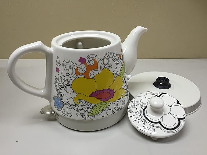 FixtureDisplays® Teapot, Ceramic, Teamaker, Large Yellow Flower 12039NEW-NPF