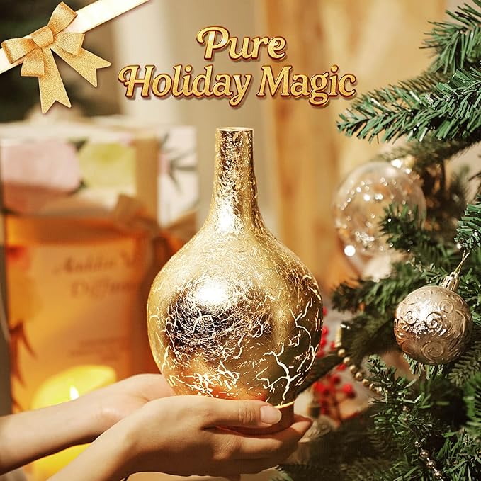 Porseme Gold Plated Essential Oil Diffuser Glass Aromatherapy Ultrasonic Humidifier, Auto Shut-Off,Timer Setting, BPA Free,Aroma Decoration for Home,Office,Gym,Spa,Premium Gift 150ml Porseme