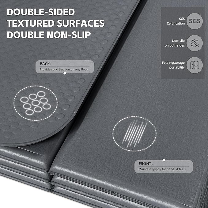 Extra Thick Foldable Yoga Mat-0.4" (10mm), SGS Certified TPE, Non-Slip & No Smell, 12-Fold Design for Ultra Portability And Easy Storage | for Yoga, Gym, Pilates, and Home Workouts, 76" x 26" - Bloomnest
