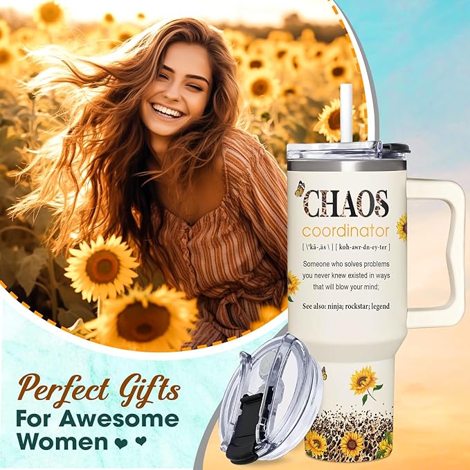 Administrative Professional Day Gifts - Thank you Gift for Boss lady, Assistant, Secretary - Chaos Gifts For Women - Admin Professionals Day Gift - Tumbler 40oz With Handle - Bloomnest