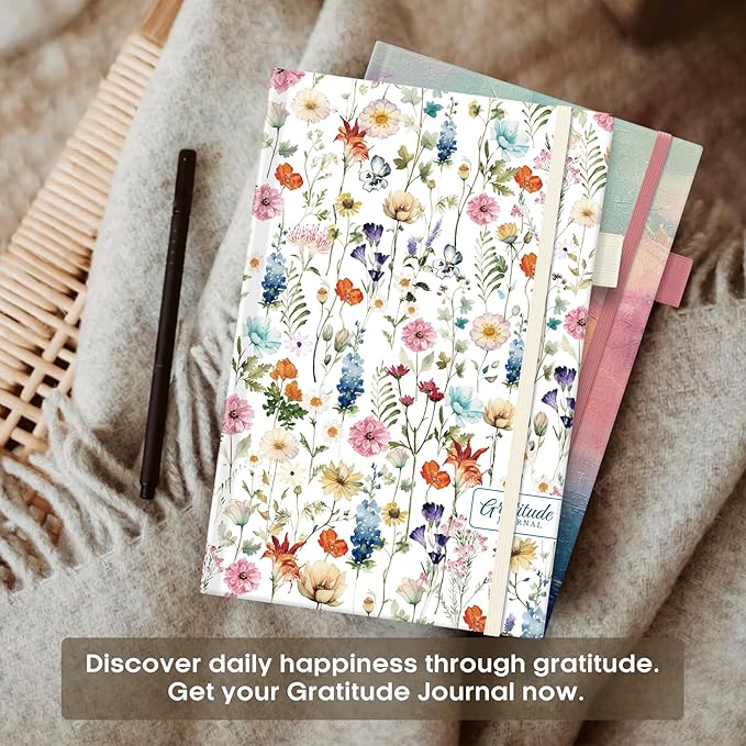 Gratitude Journal for Women – Undated Daily Mindfulness & Manifestation Journal with Prompts for Cultivate Affirmations, Positivity, Self-Care & Happiness - Wildflowers - Bloomnest