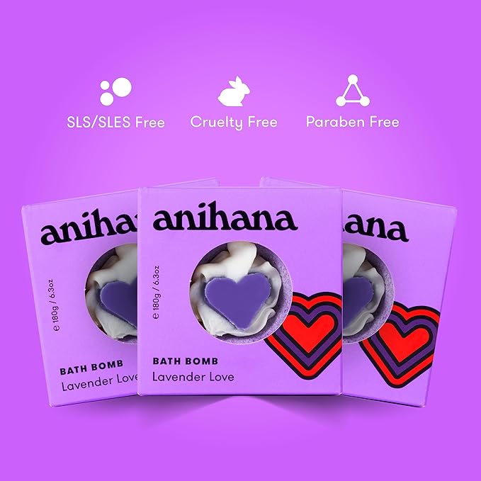 ANIHANA Bath Bombs with Coconut Oil, Paraben Free, Hand-Crafted Luxury Fizzers, Refreshing Lavender Love Scent, 6.3 oz Each, 3 Pack - Bloomnest
