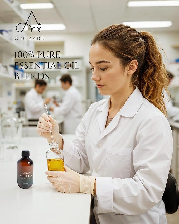 Aromadd White Tea Diffuser Oil Inspired by Luxury Hotel Scent, Essential Oils for Waterless Diffuser, White Tea & Bergamot, Long-Lasting & Natural Home Fragrance - 6.76 fl oz (200 mL) - Bloomnest
