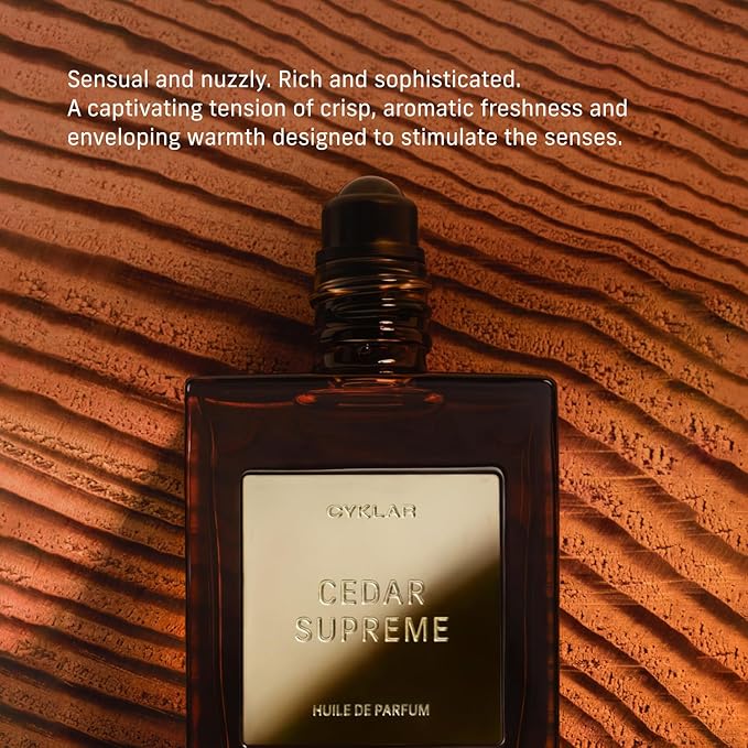 CYKLAR Perfume Oil Roll-On. Travel-Friendly Cedar Supreme Fragrance With Bergamot, Lavender, and Cedarwood. Long-Lasting Essential Oil Parfum For Women and Men. 0.5 Fl Oz Scented Rollerball Bottle Cyklar