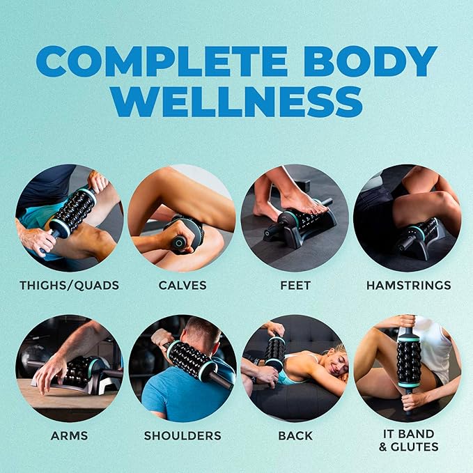 Chirp Ultimate Wellness Bundle Wheel XL Back Massage Roller, RPM Percussive Massager, 3-Piece Foam Roller Set for Back & Neck Pain Relief, Recovery, Physical Therapy, Mint - Bloomnest