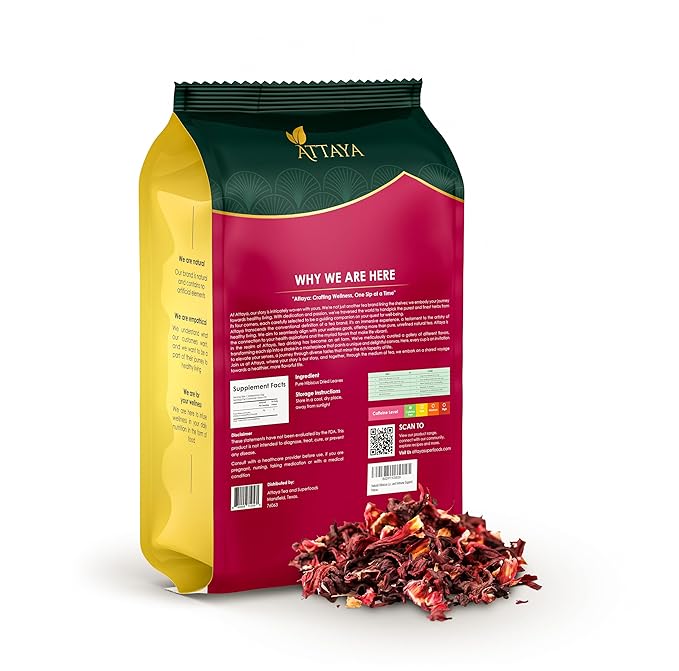 Attaya Natural Loose Hibiscus Flowers, Cut & Sifted 16oz | 100% Pure, Dried, Caffeine-Free | Antioxidant-Rich for Wellness & Relaxation. - Bloomnest