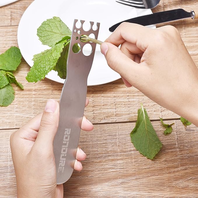 Stainless Steel Leaf Herb Stripper Tool, Loose Leaf Kale, Chard, Collard Greens Kale Razor and Kitchen Leaf Remover - Bloomnest