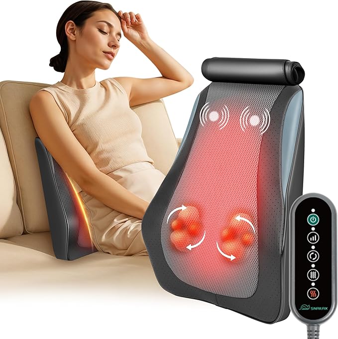 Snailax Back Massager for Back Pain Deep Tissue, Shiatsu Neck Back Massager with Heat, 3D Kneading Chair Massage Pillow, Neck Shoulder Massage, Gifts for Mom, Dad, Women - Bloomnest