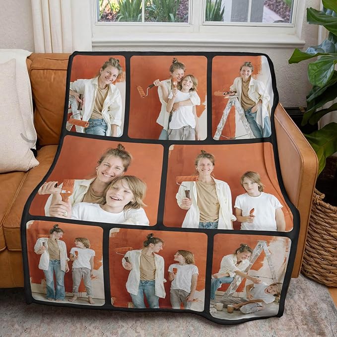 Custom Blankets with Photos for Family, Personalized Picture Blanket, Customized Blankets with Picture as Gifts for Chrimstas Birthday Mothers Day Fathers Day - Bloomnest
