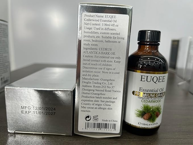 EUQEE Cedarwood Essential Oil 118mL Pure Cedarwood Oil Premium Essential Oil for Diffuser, Humidifier - with Glass Dropper (4fl.oz) - Bloomnest