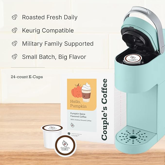 Couple's Coffee Pumpkin Spice K Cups | Hello Pumpkin | Gourmet Pumpkin Spice Ground Coffee | Compatible with K-Cups & Single Serve Brewers | 24 Count - Bloomnest
