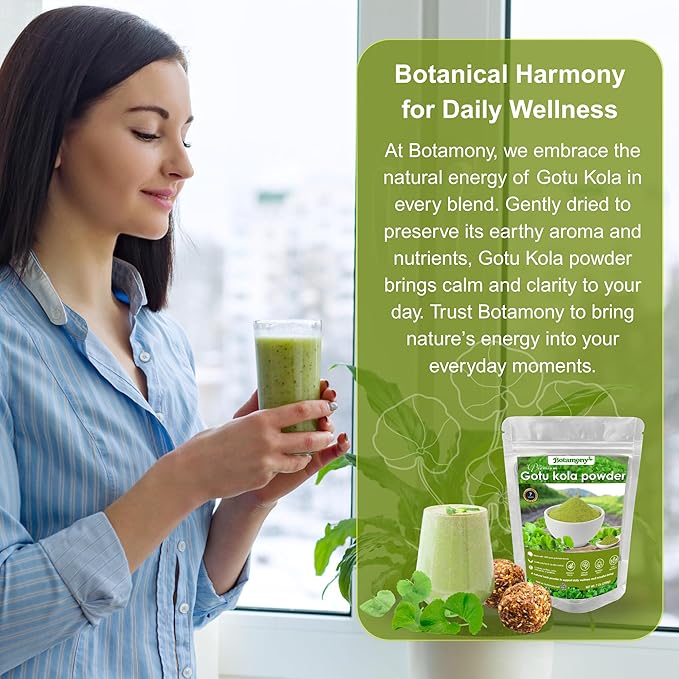 BOTAMONY Organic Gotu Kola Powder 7oz, Centella Asiatica Herbal, Non-GMO Vegan Gluten-Free, Traditionally Used in Ayurveda for Focus and Daily Vitality, Fine Leaf Powder - Bloomnest