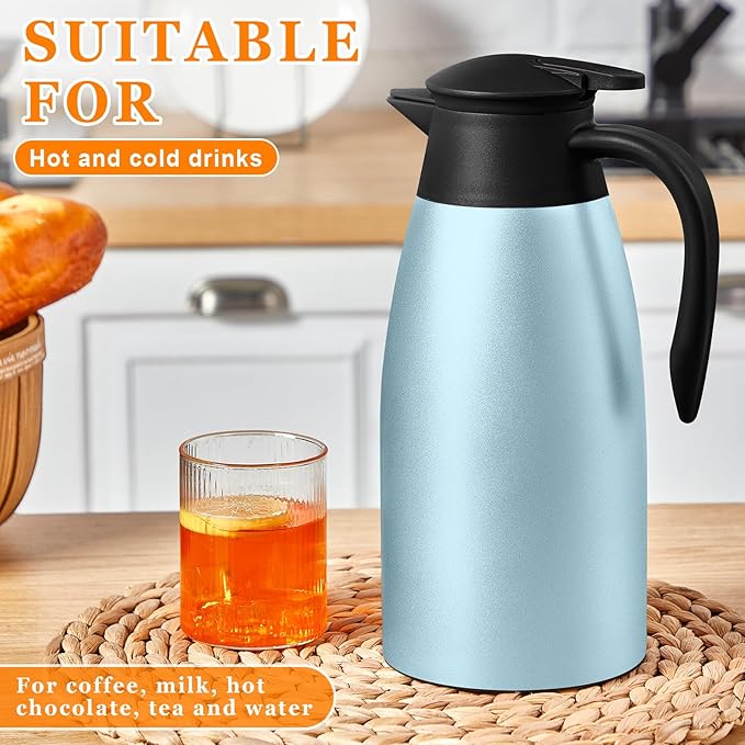 Norme 2 Pcs Thermal Coffee Carafe Insulated Stainless Steel Coffee Carafe for Hot Liquid Vacuum Thermal Pot Creamer Pitcher Dispenser with Brushes Keeping Hot Water Milk(Pink, Blue) - Bloomnest