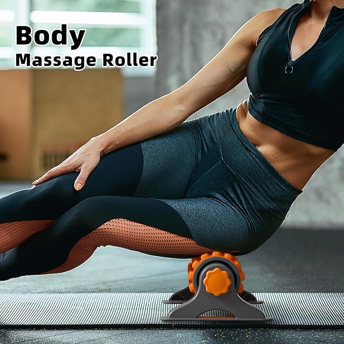 XL IT Band Firm Foam Roller with Resistance Holder - 17 inches - Exercise Roller for IT Band Issues, Deep Tissue Muscle Massage, Muscle and Back Roller for Fitness, Gym Equipment (Orange) - Bloomnest
