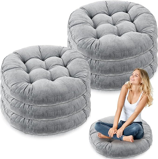 Jerify 6 Pcs Round Floor Pillows Cushions 22 x 22 Inch Large Flexible Seating Cushion Classroom Furniture Floor Pillow for Kids Adults Home Daycare Preschool Yoga Meditation Gift (Light Gray) - Bloomnest