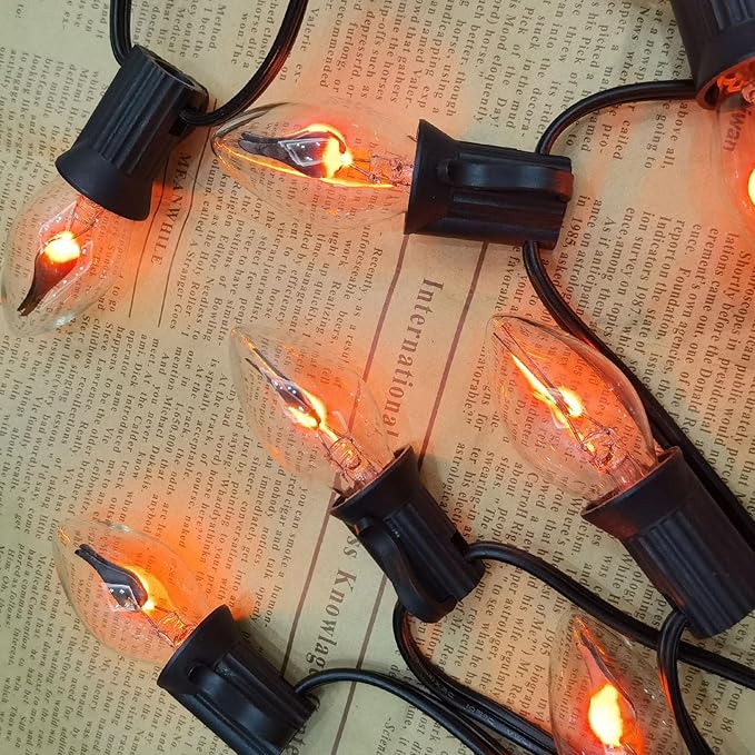 25 Pack C7 Christmas Flickering Flame Light Bulbs, 1W Clear Flicker Flame Candles Light Bulbs, E12 Candelabra Replacement Light Bulb for Christmas Electric Window Candles Chandelier Night Light - Bloomnest