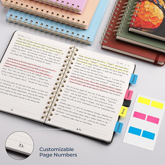 AHGXG Spiral Journal Notebook, 160 Lined Pages, A5 Medium Size (5.7'' x 8.3''), for Men & Women, Journaling, Writing, Work & Office, Hardcover, 100 GSM Thick Paper (Colourful Tree) - Bloomnest
