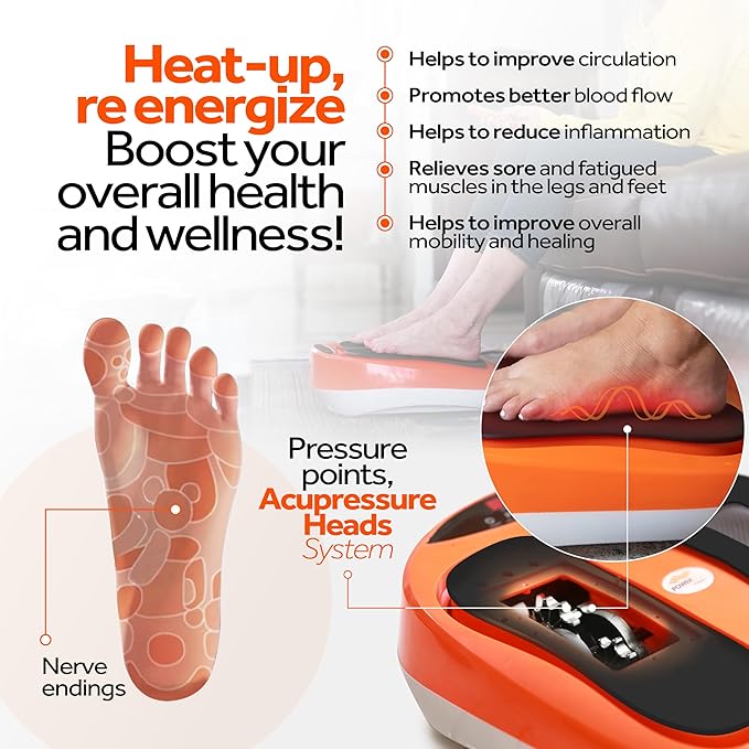 Powerfit Power Legs Electric Foot Massager Machine with Heat - Heated Foot Massager for Neuropathy Pain Circulation - Feet Massager for Pain Relief with Remote Control - Bloomnest