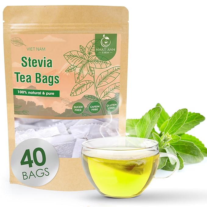 NHAT ANH FARM - Premium Stevia Tea Bags, 40 Stevia Tea Bags, 100% Natural Dried Leaves, Naturally Sweet Herbal Tea, Sugar-Free, Caffeine-Free, No Additives. - Bloomnest