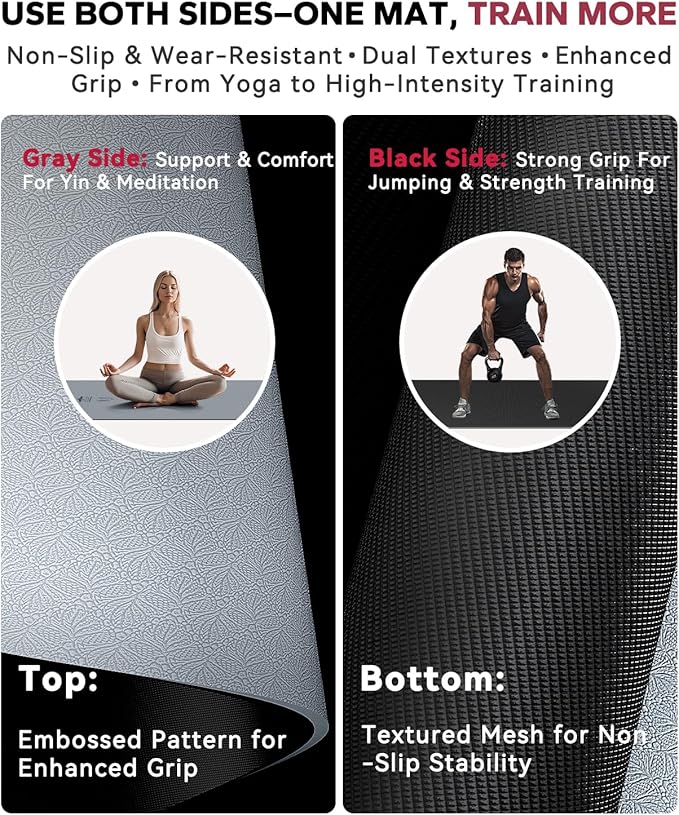 HAPBEAR Large Yoga Mat - 72"x36"x6mm (1/4 inch), Extra Wide Non-Slip Exercise Mat for Home Workout, Yoga, Pilates & Stretching, Durable & Eco-Friendly, Includes Bonus Resistance Bands & Carry Bag - Bloomnest