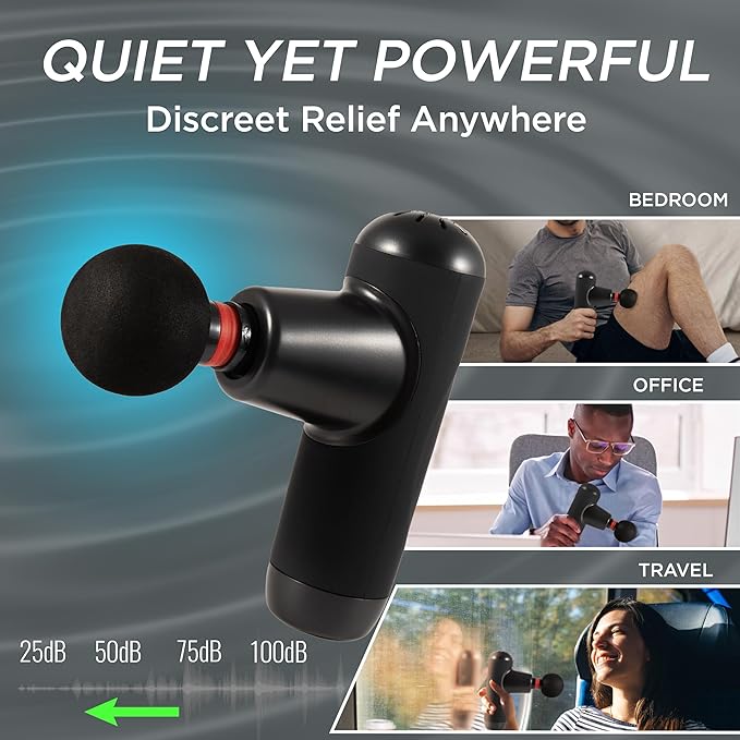 Mini Massage Gun | Small Portable Deep Tissue Muscle Massager | Travel Pain Relief | 22 lbs Stall Force | 8 mm Amplitude | 4 Speeds | Brushless Motor | 240 Min Battery | Mini Essential - Bloomnest