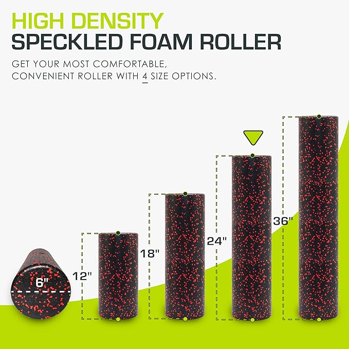 ProsourceFit High Density Foam Rollers 12 - inches Long, Firm Full Body Athletic Massage Tool for Back Stretching, Yoga, Pilates, Post Workout Muscle Recuperation, Black/Blue - Bloomnest
