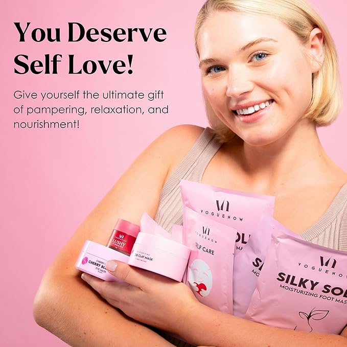 Spa Gifts for Women - Valentines Gift (Set of 20) - Premium Self Care Spa Kit- Bath, Skin Care Sets & Self Care Items - Pampering Valentine Gifts for Women, Spa Gift Basket, Galentines Day Gifts - Bloomnest