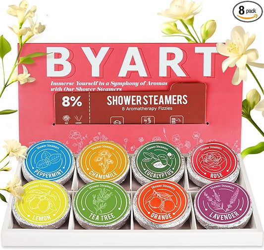 Shower Steamers Aromatherapy, 8% Natural Essential Oils, Women/Men Spa Steamer, Lingering Intense Aroma, Soothing Stress Relief, Body&Soul Relaxing Bath Bombs, Stocking Stuffer for Friend/Family - Bloomnest
