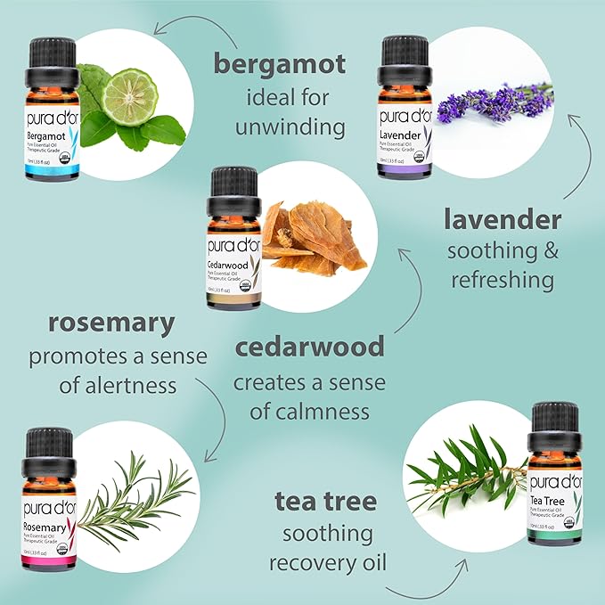 PURA D'OR Organic Sweet16 Essential Oils Set - 16x 10mL Wood Box Aromatherapy Gift Set - 100% Pure Therapeutic Grade for Relaxation and Wellness (Lavender, Rosemary, Turmeric, Ylang Ylang & More) - Bloomnest