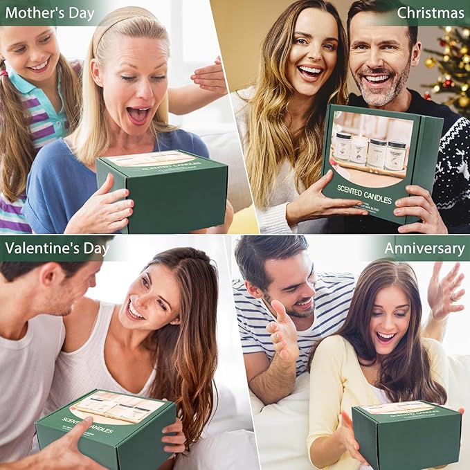Scented Candles Sets, Candles for Home Scented,Made with Natural Soy Wax & Essential Oils, 35 Hour Burn Time,4 x 7.1 Oz Aromatherapy Candle Gifts for Christmas Birthday Women Mom Best Friends. - Bloomnest