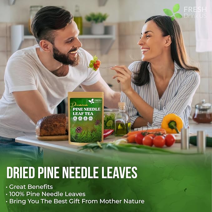 FreshDrinkUS, Premium 8oz Pine Needle Leaves Herbal Tea – Dried Loose Leaf Pine Needles – Naturally Fresh & Aromatic Caffeine-Free Herbal Tea. Sugar-Free. Vegan - Bloomnest