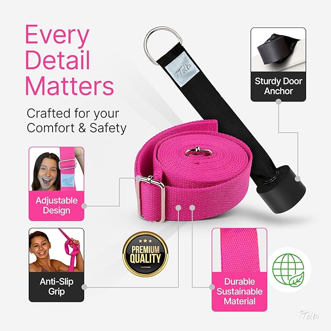 Stretching Strap with Door Anchor & Resistance Band – Improve Leg Stretch Flexibility for Splits, Ballet, Dance, Cheer, Yoga & Gymnastics - Home Leg Stretcher Trainer Equipment Stuff for All Levels - Bloomnest