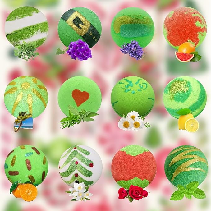 Christmas Bath Bomb,12Pcs Bath Bombs with Surprise Inside, Organic Natural Essential Oils Fun bubble, Creative Christmas Magic Bath Bomb Gift for Boy Girl Birthday Holiday New Year Christmas Halloween - Bloomnest