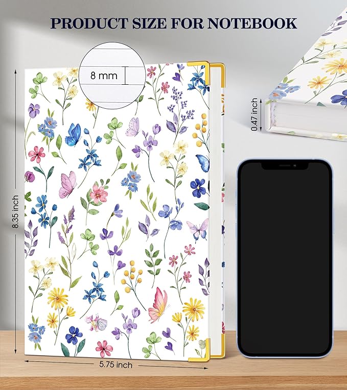 Lined Journal Notebook for Women, A5 Hardcover Leather Journaling Notebooks for Writing, 200 Pages Travel Journal, College Ruled Notebook for Work School, Note Taking 5.75'' X 8.38'' Purple Floral - Bloomnest