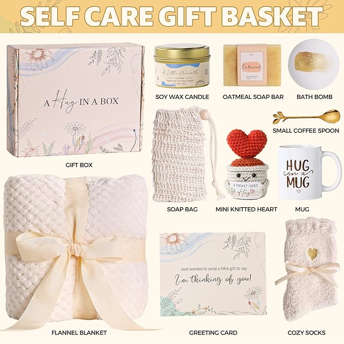 Valentine's Day Gifts for Women Self Care Gift Set Birthday Box Spa Basket Get Well Soon After Surgery Care Package For Wife Her Mom Sister Female Best Friend Coworker Teen Girls Mother's Day - Bloomnest