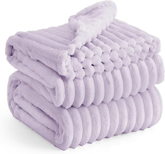 Bedsure GentleSoft Lavender Fog Fleece Blanket for Couch - Cozy Soft Blankets for Women, Cute Small Throws for Girls, 90x90 Inches - Bloomnest