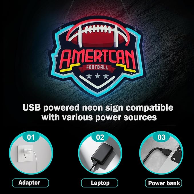 Rugby Neon Sign,Innovative Integral Forming Process,With Dimmable Switch For All Holiday Party and Home Decoration - Bloomnest